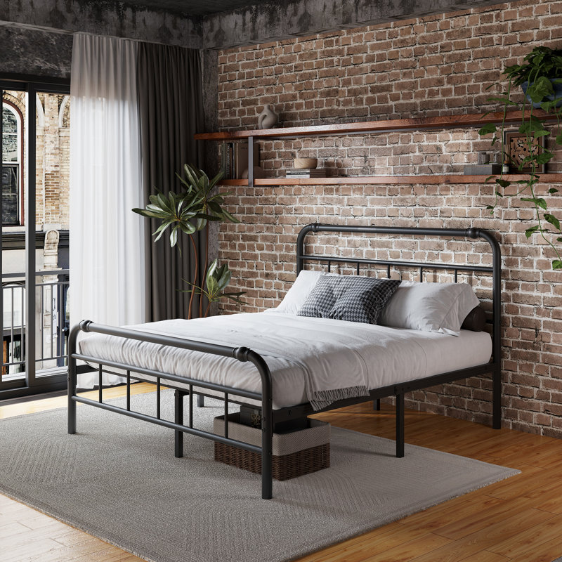 Structure de lit plateforme en métal Darrach, Double