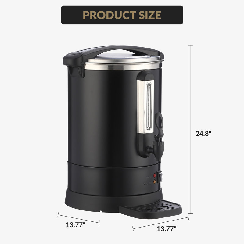 Coffee Urn – 18L Hot Beverage Dispenser for Catering, Double-Wall Stainless Steel Percolator, Dripless Faucet with Water Gauge, Drip Tray & Warm Lights (Black)