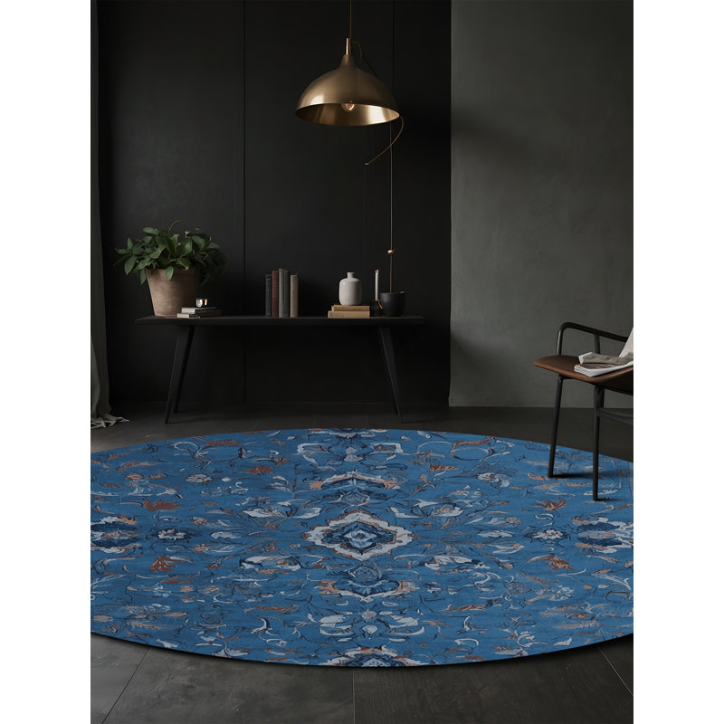 Tapis gris lavable à la machine, Rond 8 pi