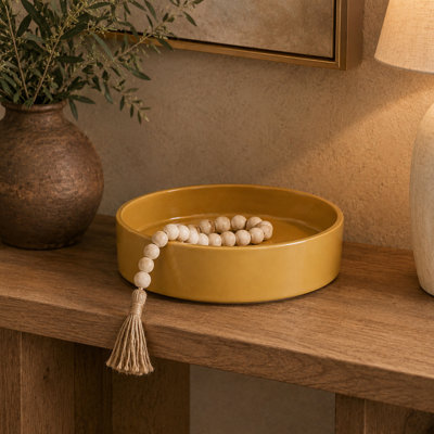 Cole and Grey Ceramic Yellow Large Decorative Bowl