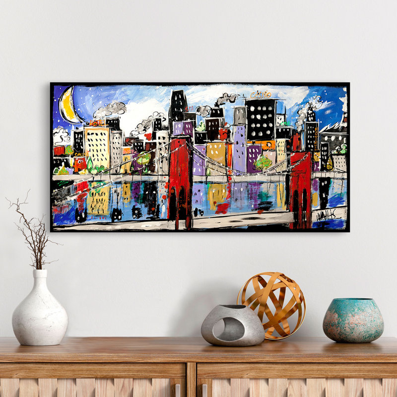 Citycolour by Wallas - Wrapped Canvas Painting, 35cm H x 70cm W x 4cm D