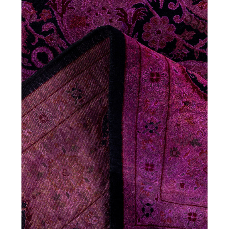 Overdyed Hand-Knotted Wool Modern-Contemporary Purple Area Rug 6' 2" x 9' 0"