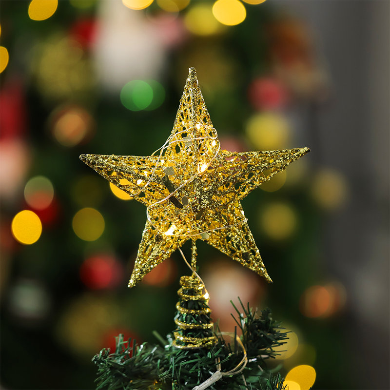 Metal Other Lighted Tree Topper, 23cm H x 20cm W x 20cm D, Gold