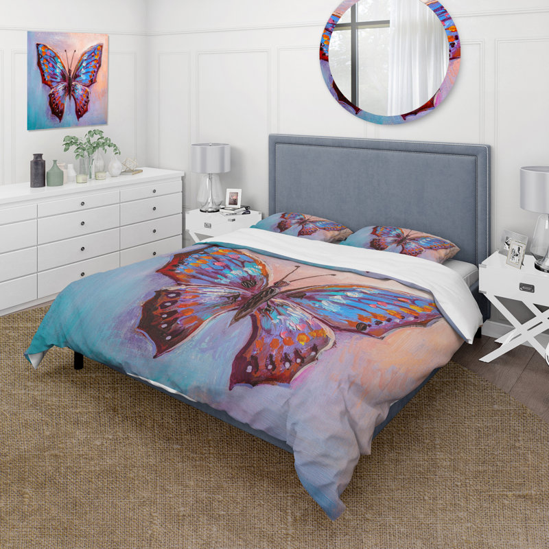 Ensemble de housse de couette Modern Vintage Butterfly II - microfibre de polyester