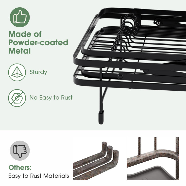 Detine Metal Foldable 2 Tier Dish Rack Prep & Savour