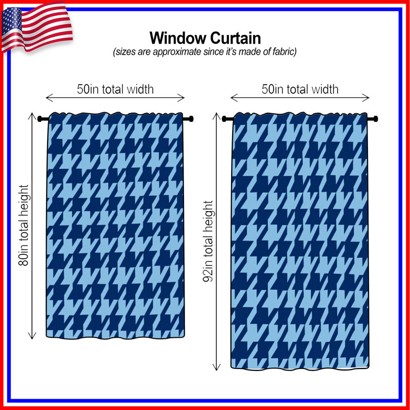 Rideaux de fenêtre bleus Houndstooth, Blocage, 50 po x 92 po - 1 panneau