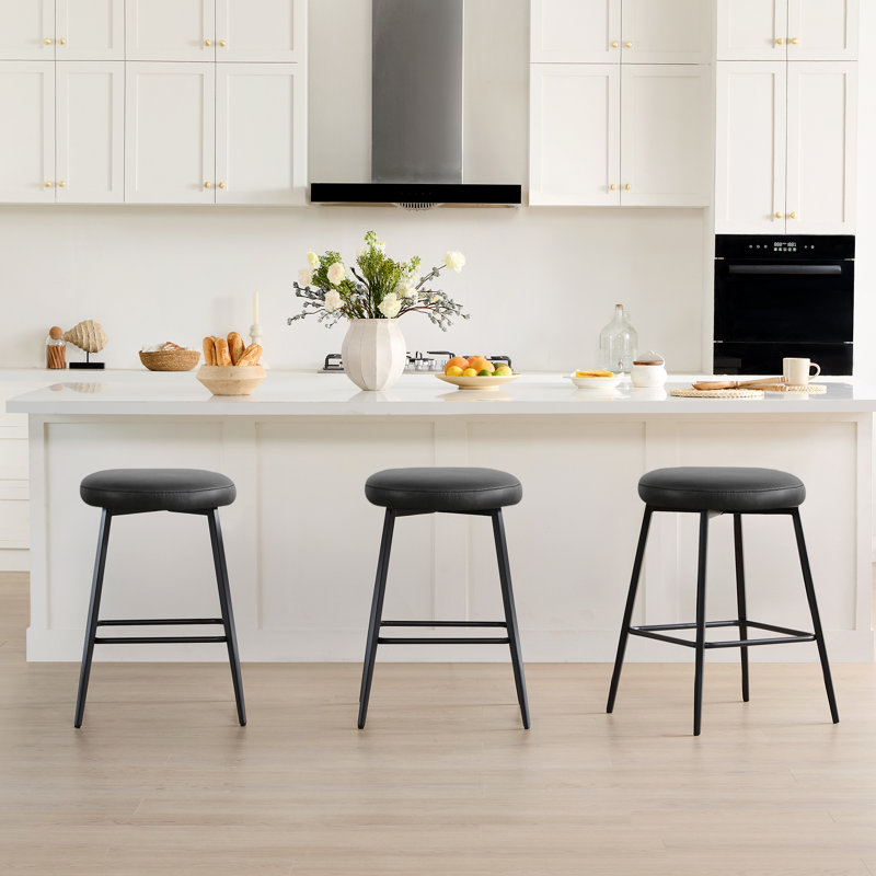 Tabouret de comptoir pivotant rembourré avec structure en métal, Noir