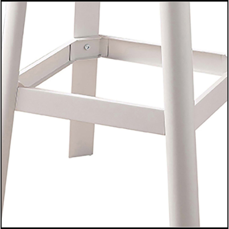 Natural Armless Bar Stool With Crossbar Support, White