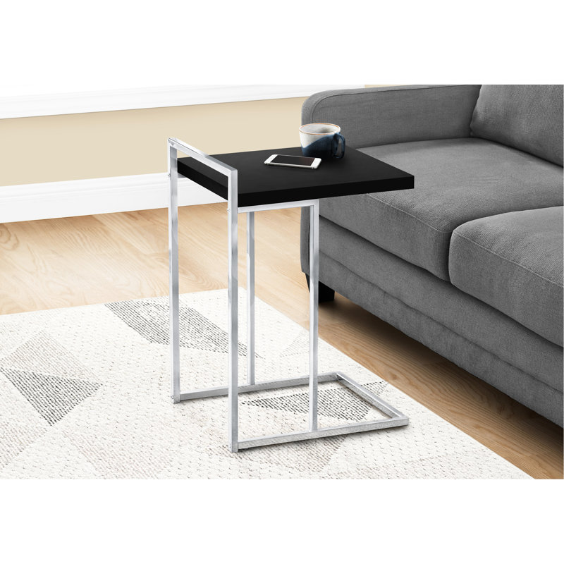 Table d'appoint pour salon et chambre à coucher - Plateau en stratifié noir avec base en métal moderne pour toutes les occasions