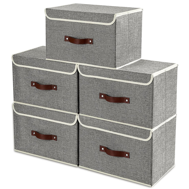 Brayden Studio Fabric Bin, Grey