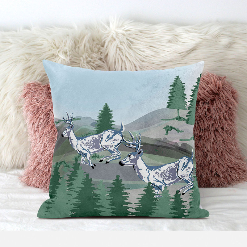 Housse de coussin intérieur / extérieur en polyester, Vert / bleu, 18 po x 18 po