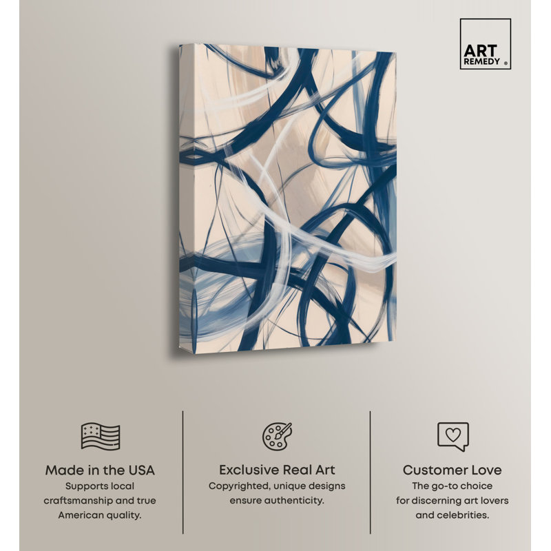 Large Blue and Beige Abstract Canvas Art