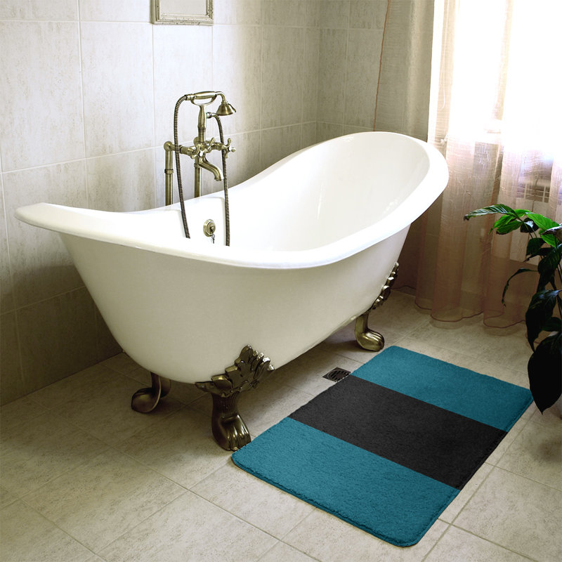 Tapis pour salle de bain Tennessee, l 21 po x L 34 po, Bleu Yale / noir