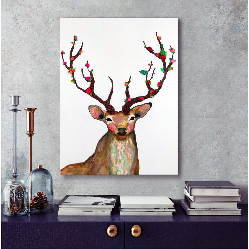 «Rosy Buck», peinture sur toile, H 24 po x l 18 po