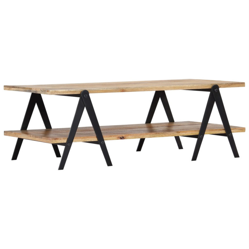 Table basse à cadre simple avec rangement, Chêne