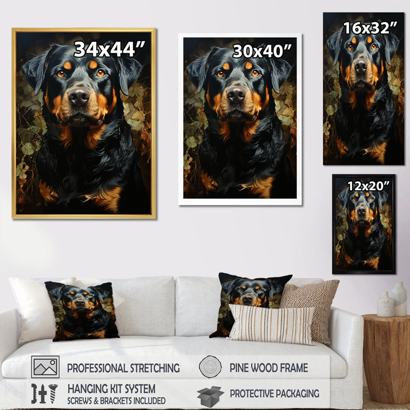 Rottweiler Resilience I sur toile, H 40 po x l 30 po x P 1,5 po, Cadre naturel flottant