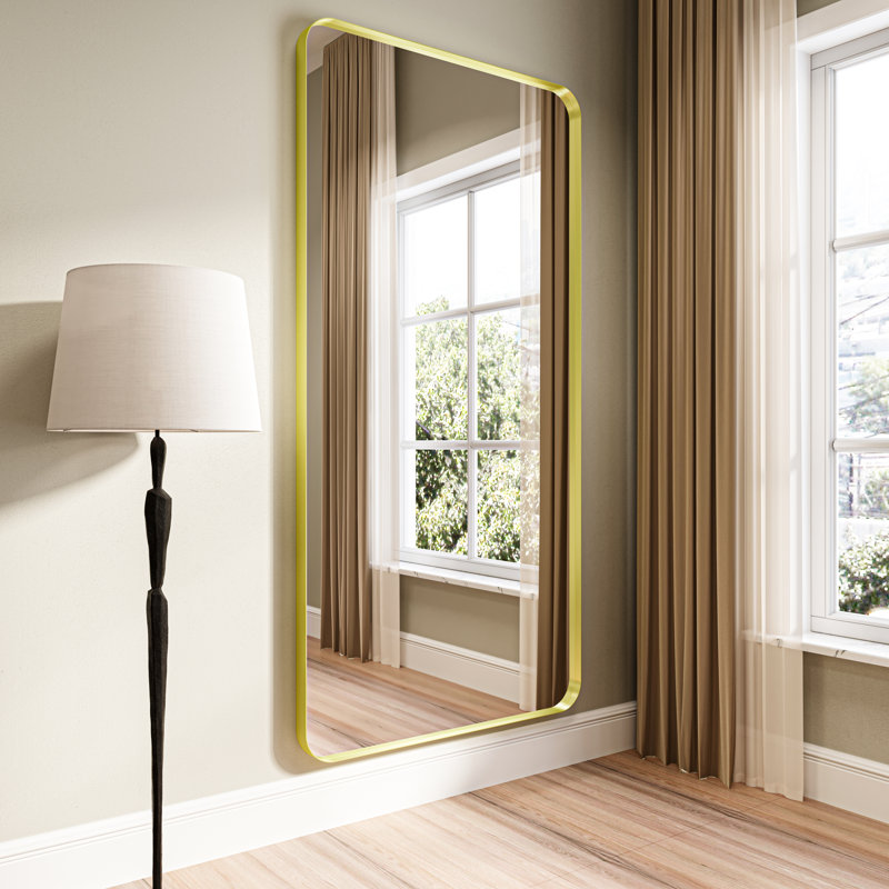 Nicolaos Metal Rectangle Mirror, Gold, 72" x 32"