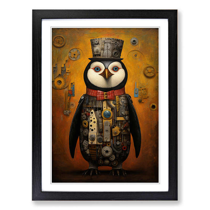Penguin Informel - Single Picture Frame Print on Wood, Black Framed, 64cm H x 46cm W x 2cm D