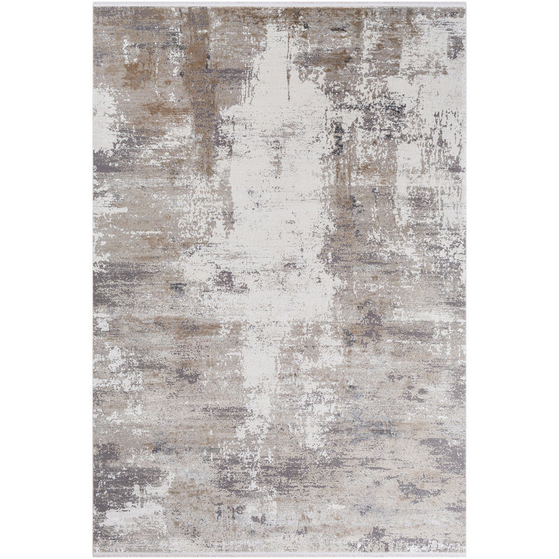 Tapis taupe / gris tissé à la machine Bannock, Rectangle 9 pi 6 po x 13 pi