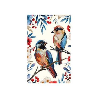 Porte d'entrée décorative à motif de fleurs et de baies d'oiseaux, 30 x 45 cm (12 x 18 po)