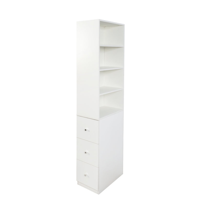 Vitrine, étagère à 4 niveaux, 3 tiroirs latéraux, Blanc