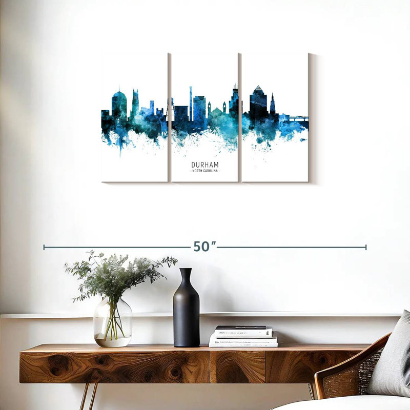 Durham North Carolina Skyline II, H 20 po x l 33 po