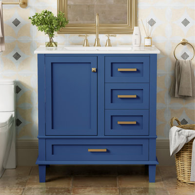 30" Bathroom Vanity , Modern Bathroom Cabinet With Sink Combo Set, Bathroom Storage Cabinet With A Soft Closing Door And 3 Drawers