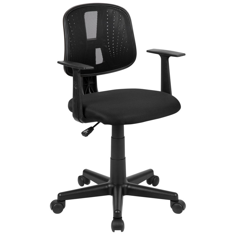 Flash Fundamentals Mid-Back Mesh Swivel Task Office Chair with Pivot Back, Black, Yes