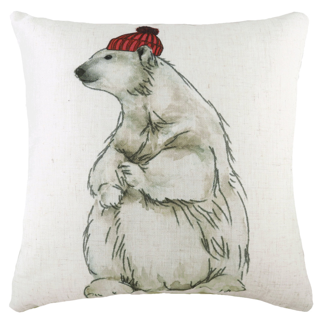 Polar Bear with Hat Cushion Cover