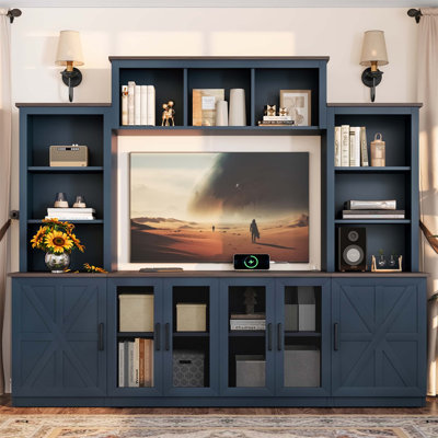 Meuble télé moderne avec rangement multifonctionnel et station de charge, idéal pour les salons organisés et élégants