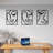 3 Piece Set Wall Decor, Face Line Drawing Abstract Design, Black Rectangular Metal Frame