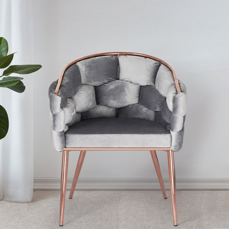 Chaise de salle à manger rembourrée en velours tissé, gris