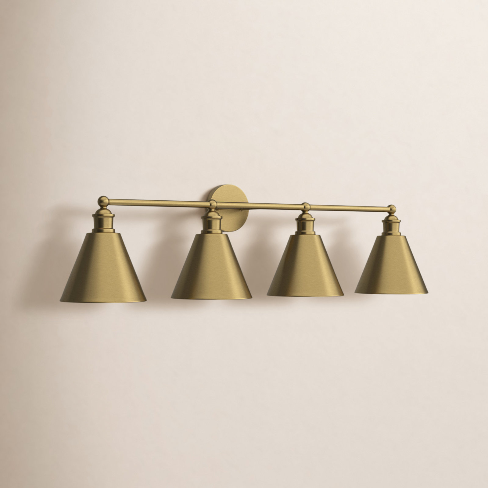 4-Light Dimmable Vanity Light, Natural Brass