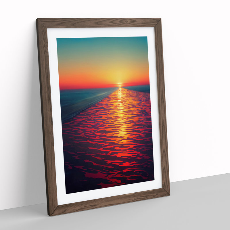 XV1022-4016X Sparkling Sunset - Single Picture Frame Print, 34cm H x 25cm W x 2cm D, Walnut