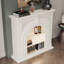 Foyer électrique en bois massif beige-1367736675