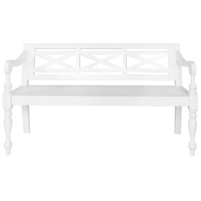 Batavia Bench Entryway Bench with Back for Hallway Solid Wood Mahogany