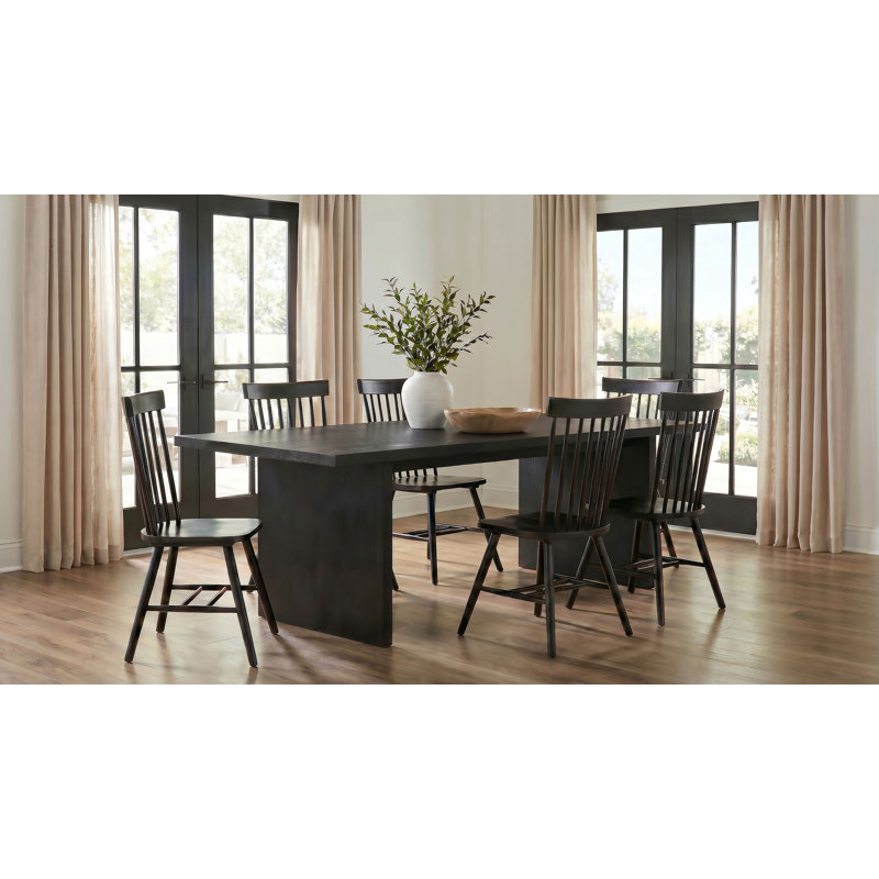 Vinga 7-Piece 82-Inch Rectangular Dining Set Black