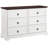 6 Dresser Chest For Bedroom - White With Generous Storage Space In Spacious Rustic Brown Top And Metal Sliding Rails