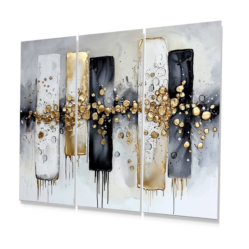 Abstrait abstrait, "Golden balance II" - Art abstrait mural, H 32 po x l 48 po, Impression sans cadre en métal