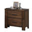 Table de chevet Cozy Oak - 2 tiroirs avec détails et détails en laiton antique