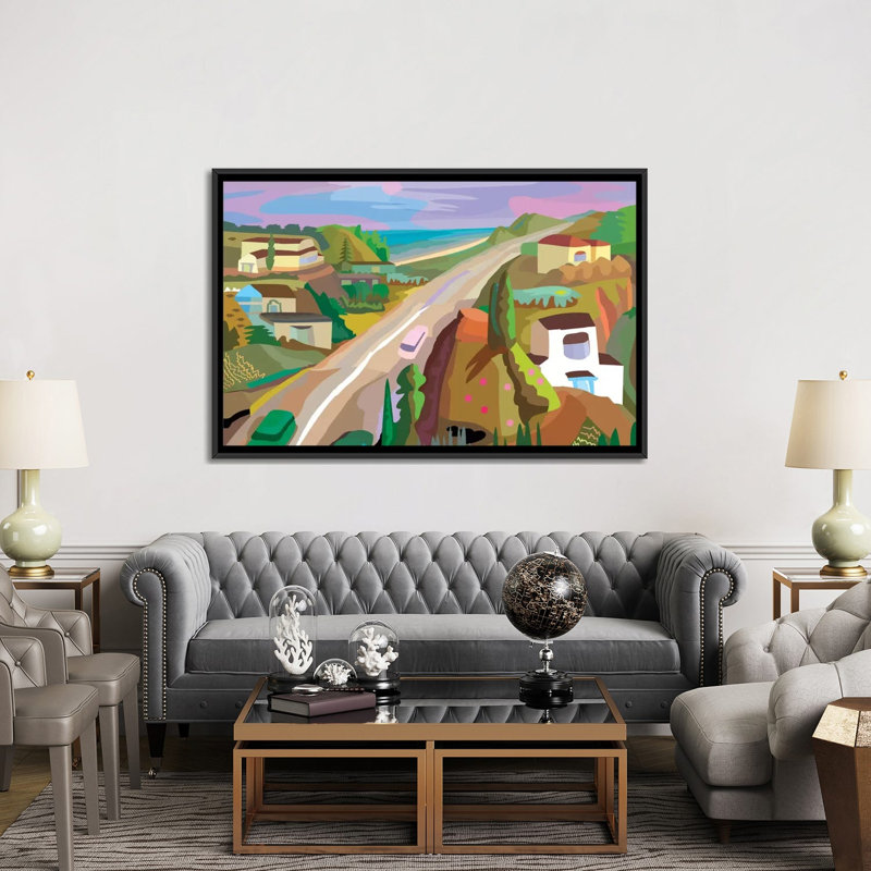 « autoroute 1 », reproduction d’impression sur toile, H 18 po x l 26 po x P 1,5 po, Toile avec cadre noir, Pas de tapis