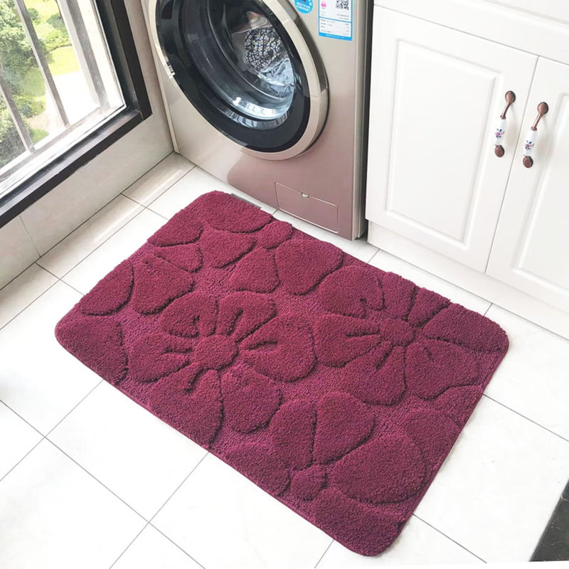 Tapis ultra doux en microfibre absorbant l'eau, lavable à la machine, L 30 po x l 18 po, Bourgogne