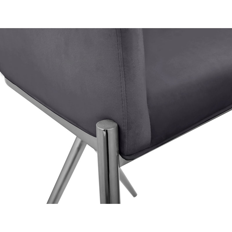 Tabouret de comptoir 26,5 po Xavier, Velours gris, Chrome chrome