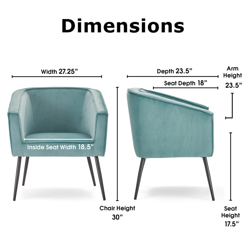 Teal Velvet Mid-Century Modern Accent Armchair