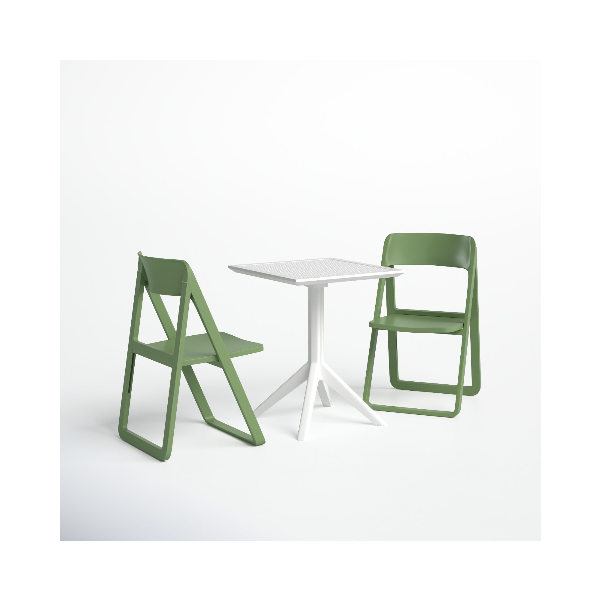 Farrah Square 2 - Person Bistro Set, White/Olive Green