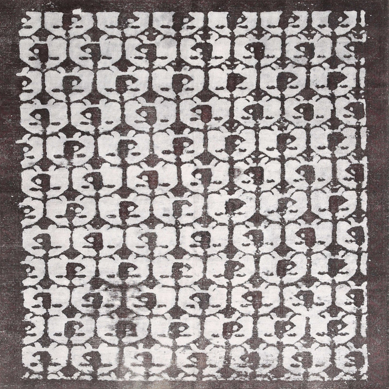 Tapis contemporain noir, Carré 5 pi