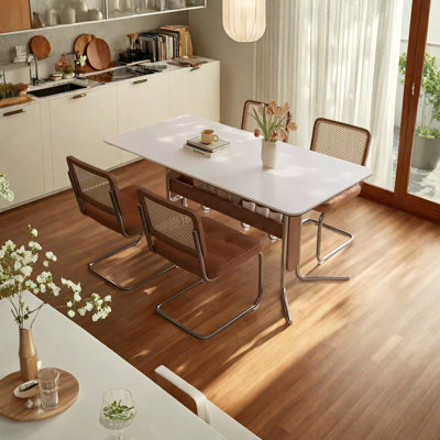 Table de salle à manger en fritté avec tablette de rangement