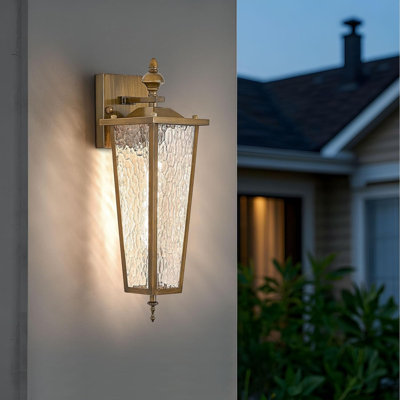 Luminaires muraux d'extérieur rétro avec verre texturé transparent, appliques extérieures imperméables pour porche, porte d'entrée de patio de garage