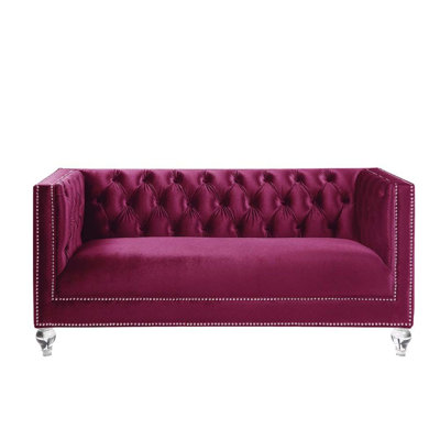 Causeuse moderne avec 2 coussins Heibero, velours