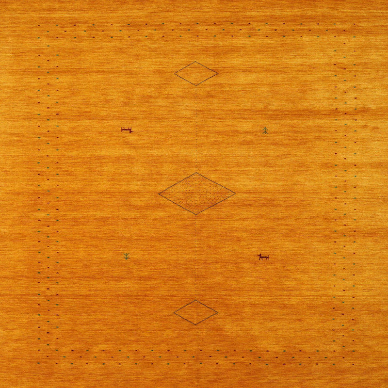 Tapis de zone orange contemporaine, Carré 8 pi x 8 pi